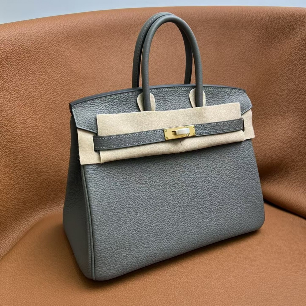 Hermès Birkin 25 Chai Togo Gold Hardware Pewter Gray