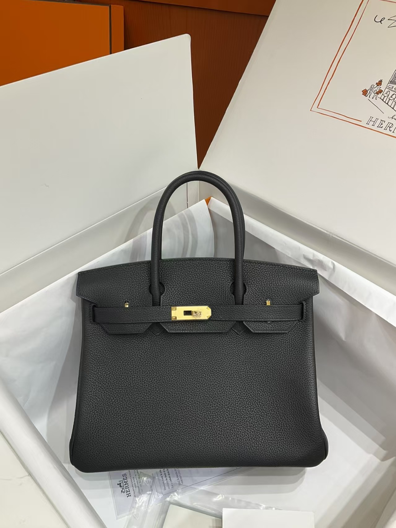 Hermès Birkin 25 Chai Togo Gold Hardware Black