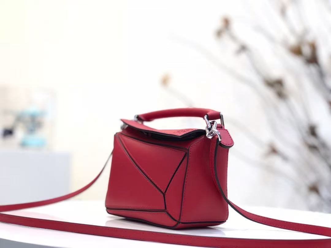 LOEWE Calfskin Mini Puzzle Bag Raspberry