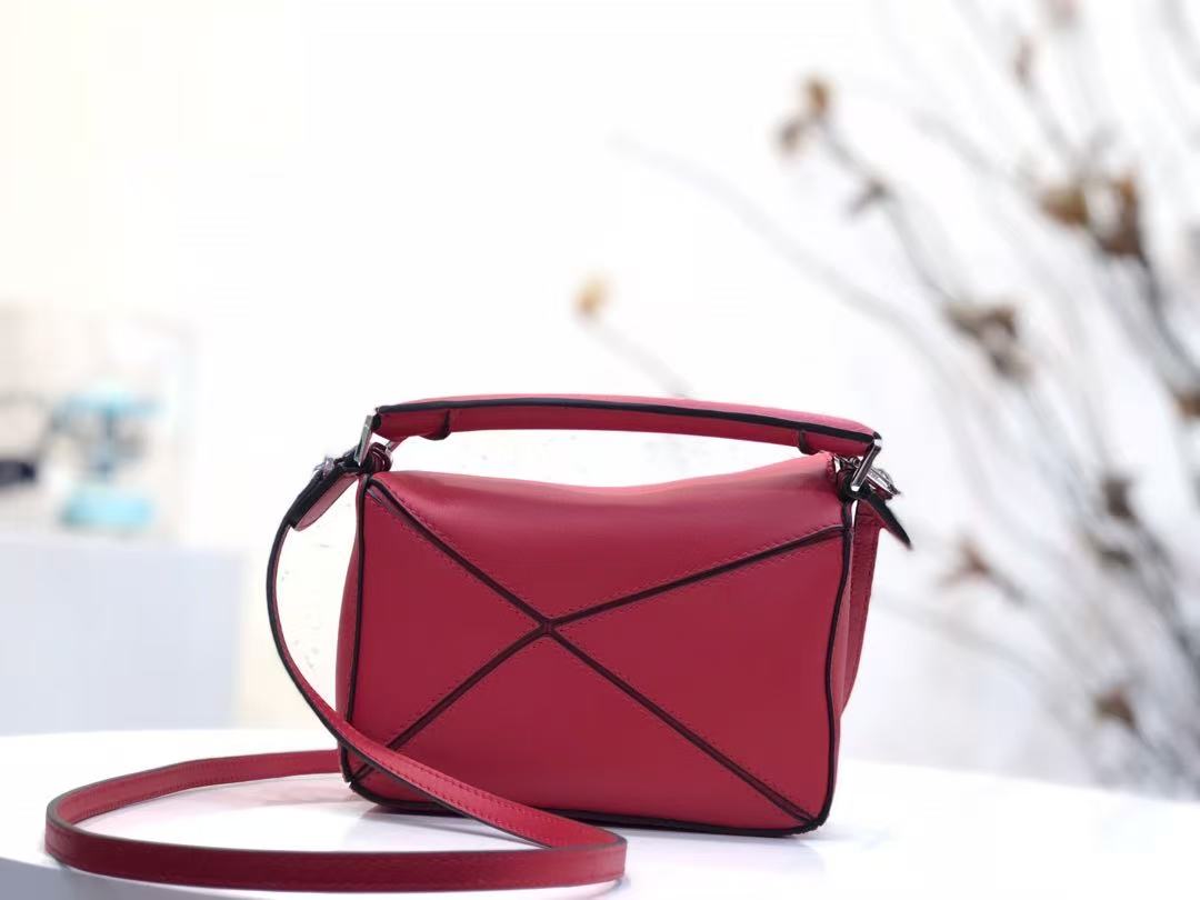 LOEWE Calfskin Mini Puzzle Bag Raspberry