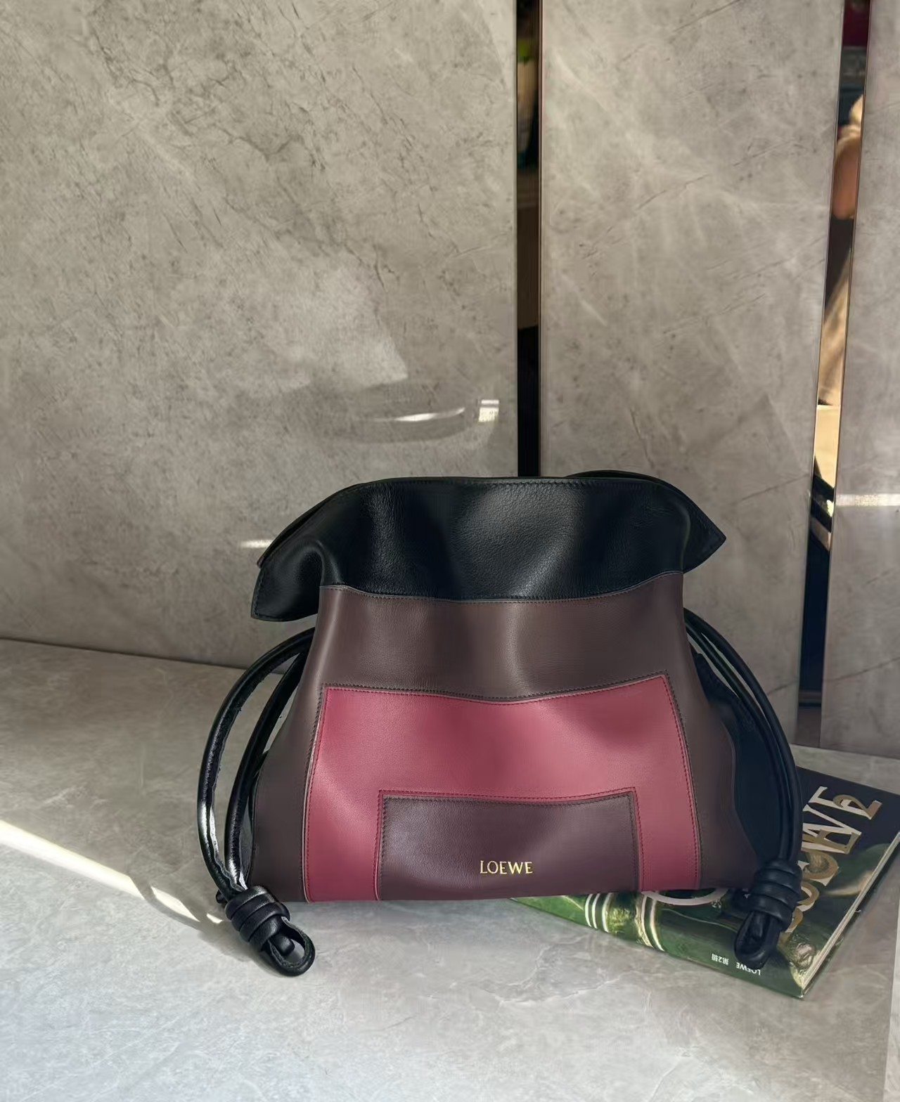 LOEWE Medium Flamenco clutch innappa calfskin Black