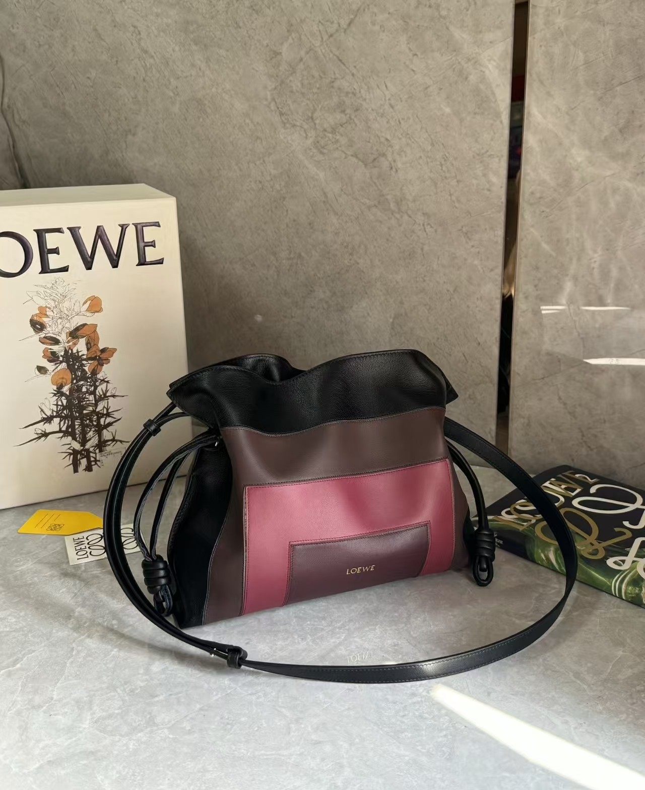 LOEWE Medium Flamenco clutch innappa calfskin Black