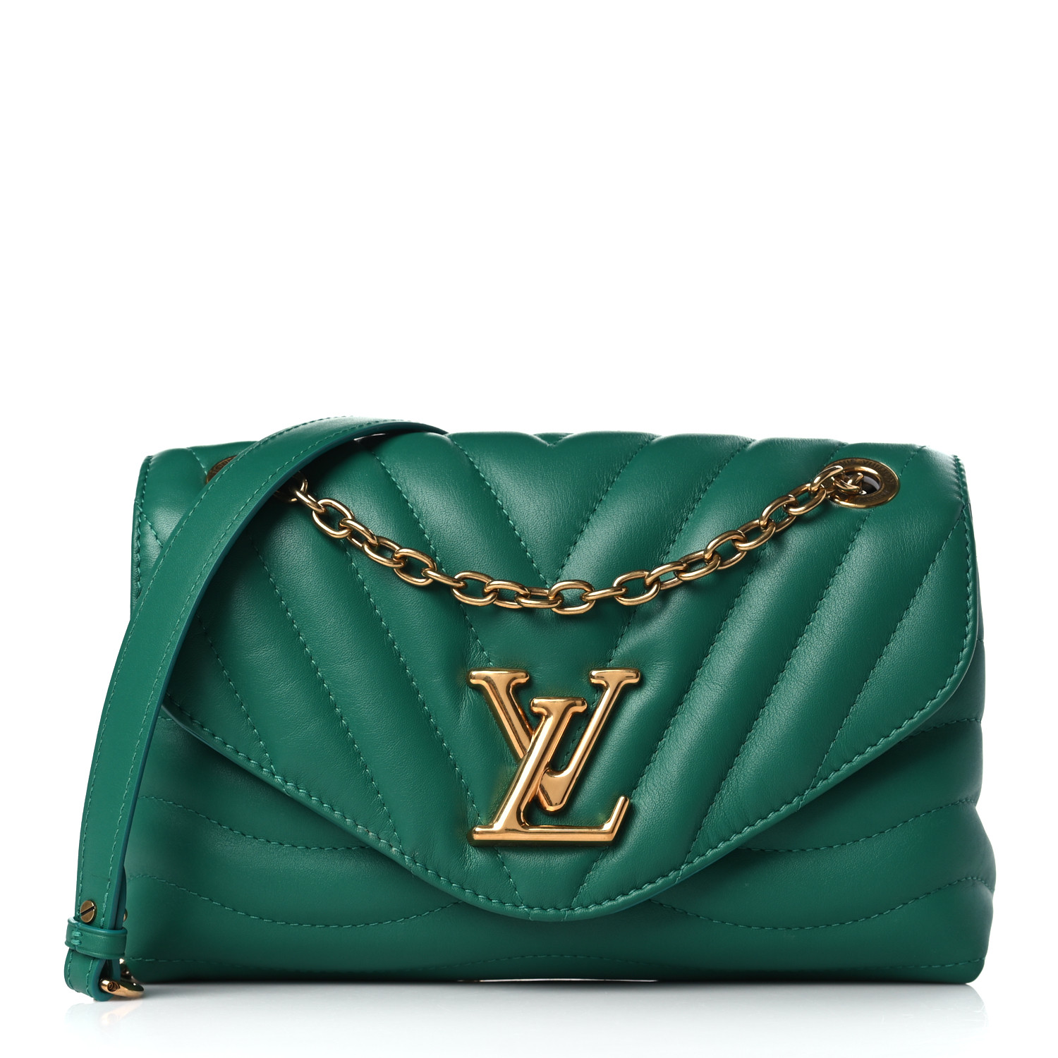 LOUIS VUITTON Calfskin New Wave Chain Bag MM Emerald LOUIS VUITTON Calfskin New Wave Chain Bag MM Emerald