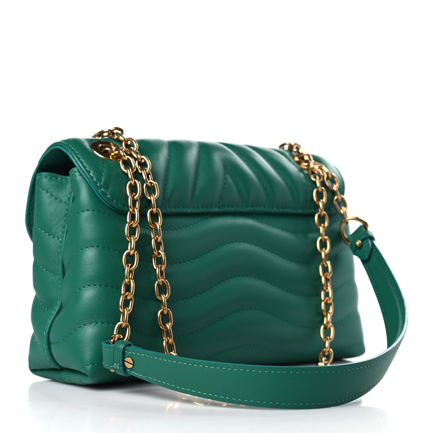 LOUIS VUITTON Calfskin New Wave Chain Bag MM Emerald LOUIS VUITTON Calfskin New Wave Chain Bag MM Emerald