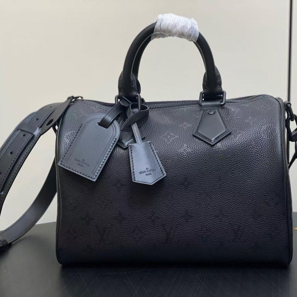 LV Speedy P9 Bandouliere 30 Black Calfskin