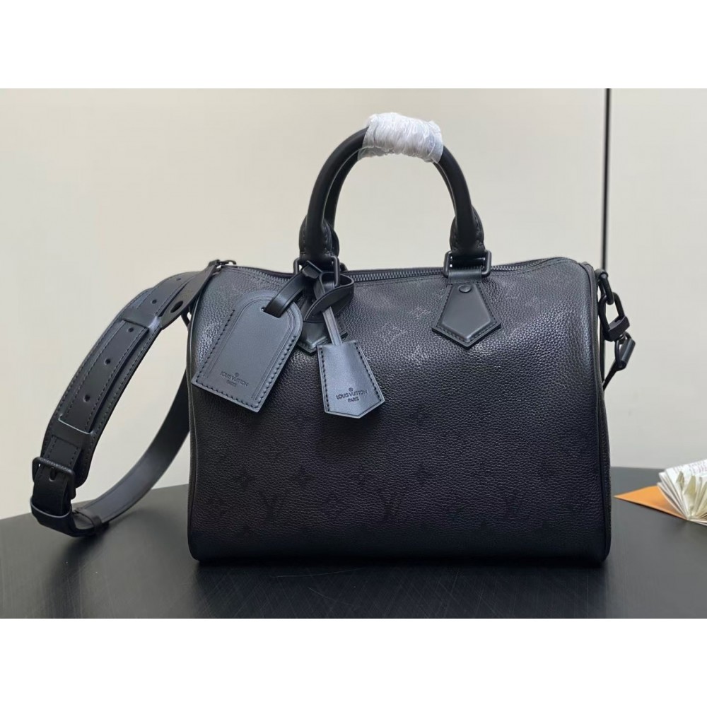 LV Speedy P9 Bandouliere 30 Black Calfskin