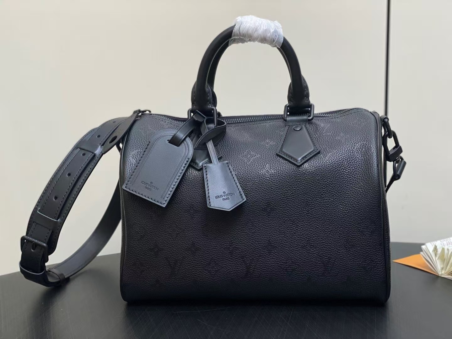 LV Speedy P9 Bandouliere 30 Black Calfskin