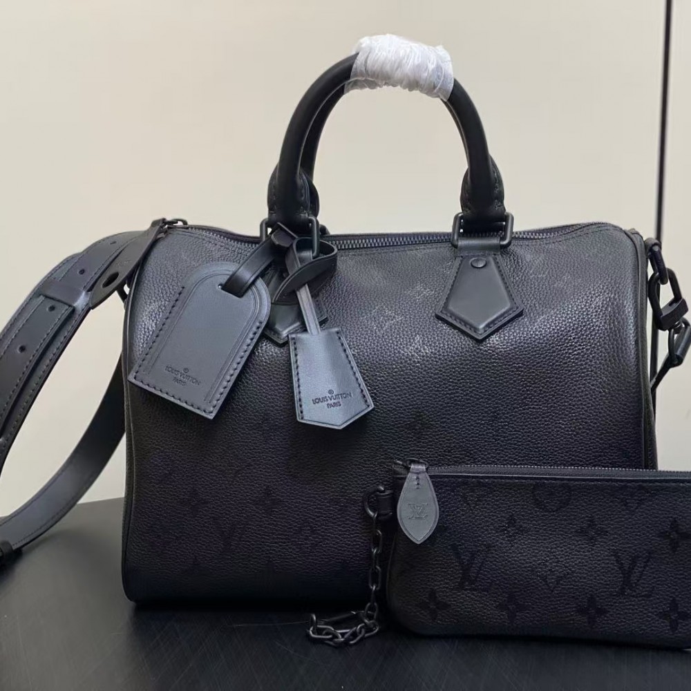 LV Speedy P9 Bandouliere 30 Black Calfskin