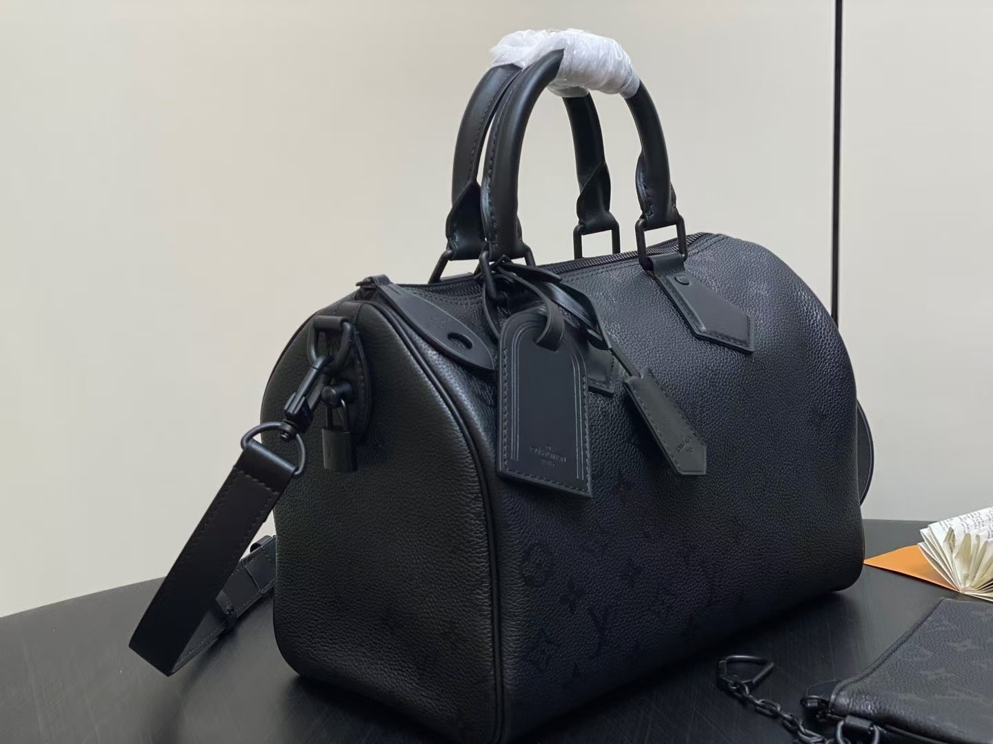 LV Speedy P9 Bandouliere 30 Black Calfskin