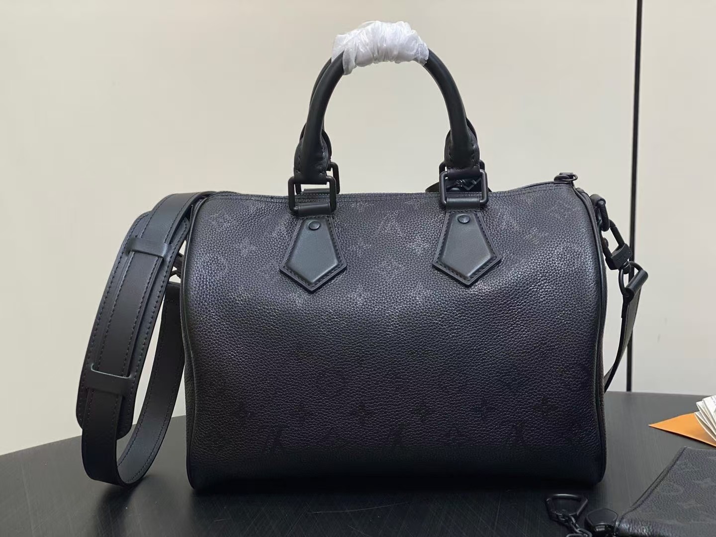LV Speedy P9 Bandouliere 30 Black Calfskin