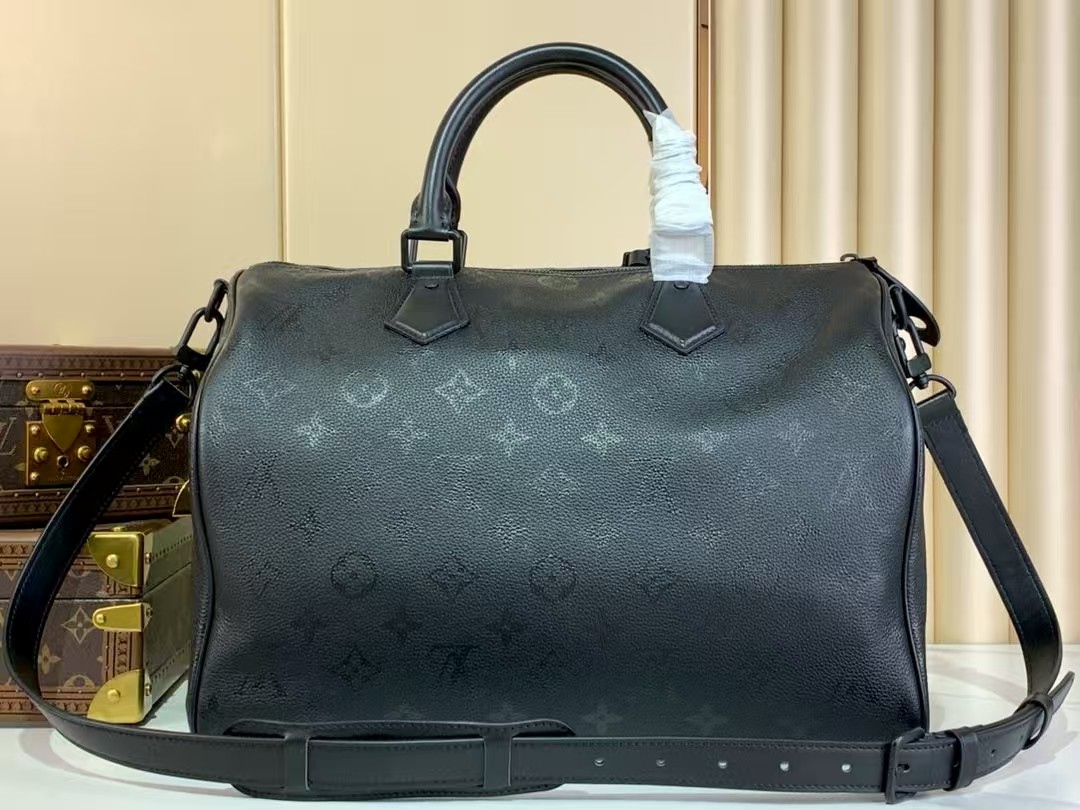 LV Speedy P9 Bandouliere 30 Black Calfskin