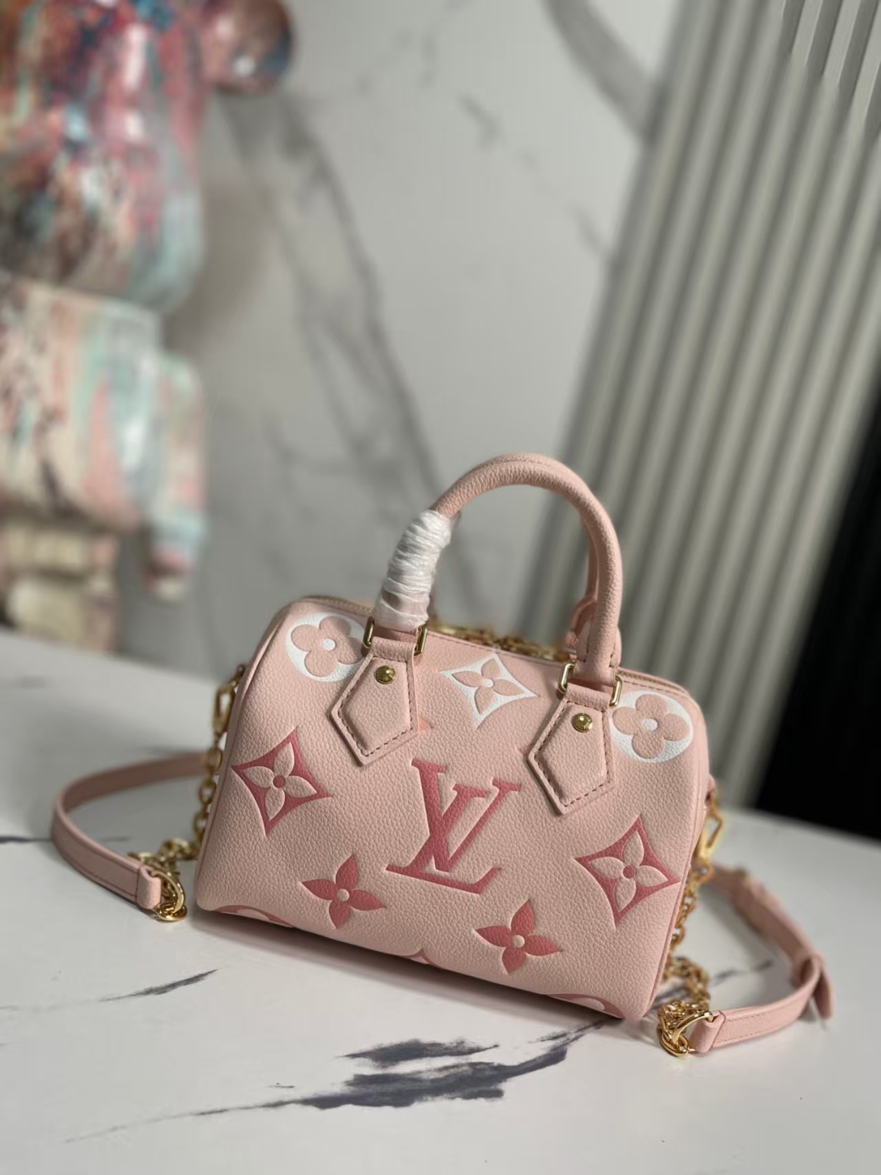 LOUIS VUITTON Empreinte Monogram Giant Speedy Bandouliere 20 Degrade Pink