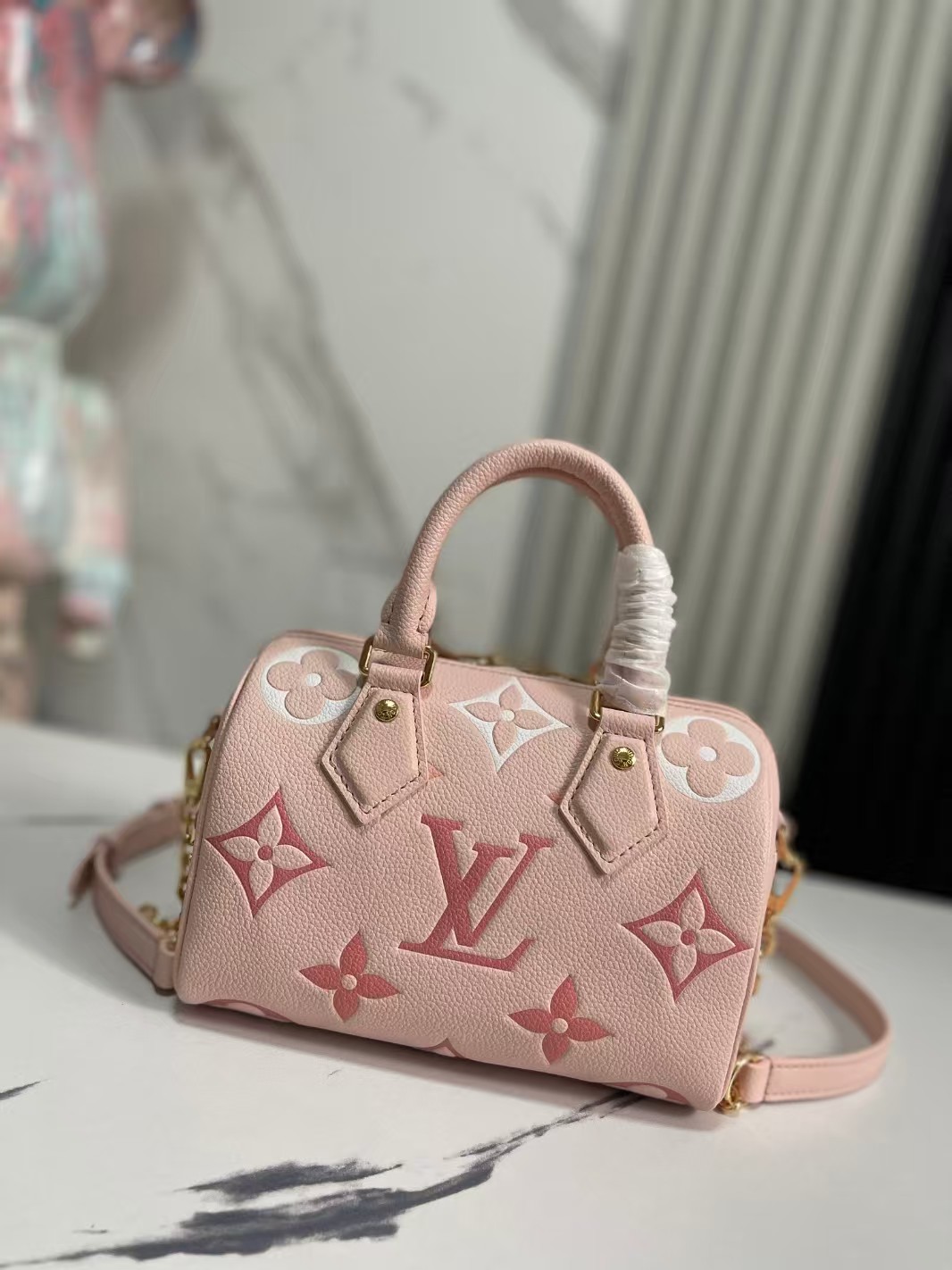 LOUIS VUITTON Empreinte Monogram Giant Speedy Bandouliere 20 Degrade Pink