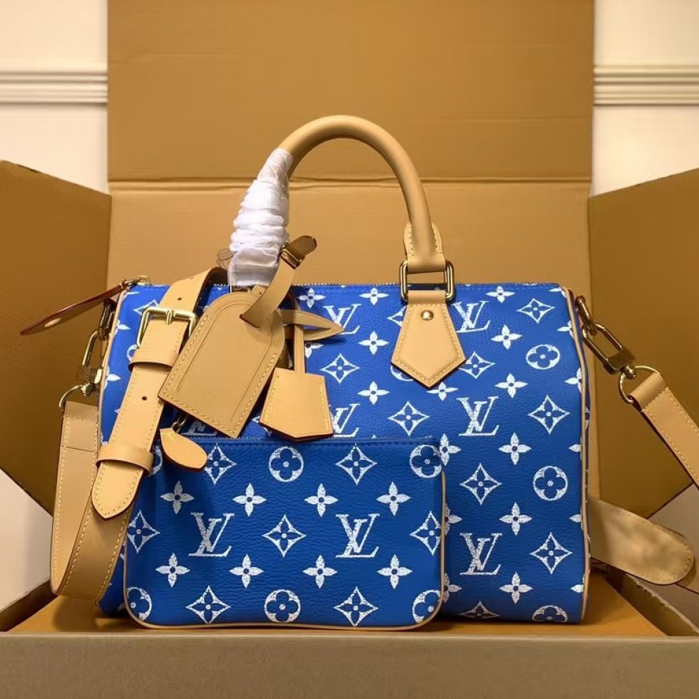 LV Speedy P9 Bandouliere 30 Dark Blue Calfskin