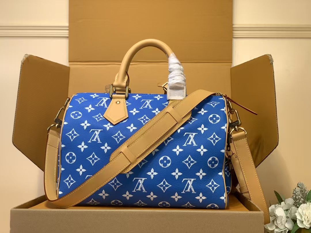 LV Speedy P9 Bandouliere 30 Dark Blue Calfskin