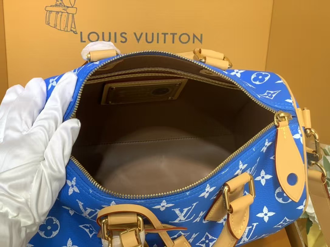 LV Speedy P9 Bandouliere 30 Dark Blue Calfskin