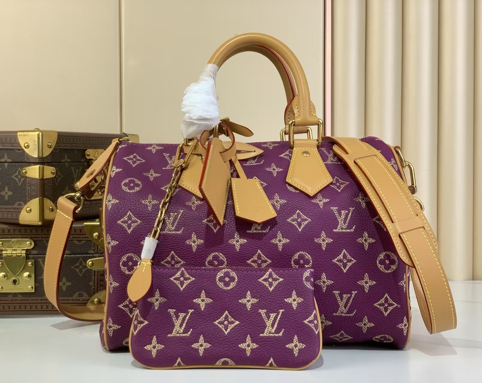 LV Speedy P9 Bandouliere 30 Purple Calfskin