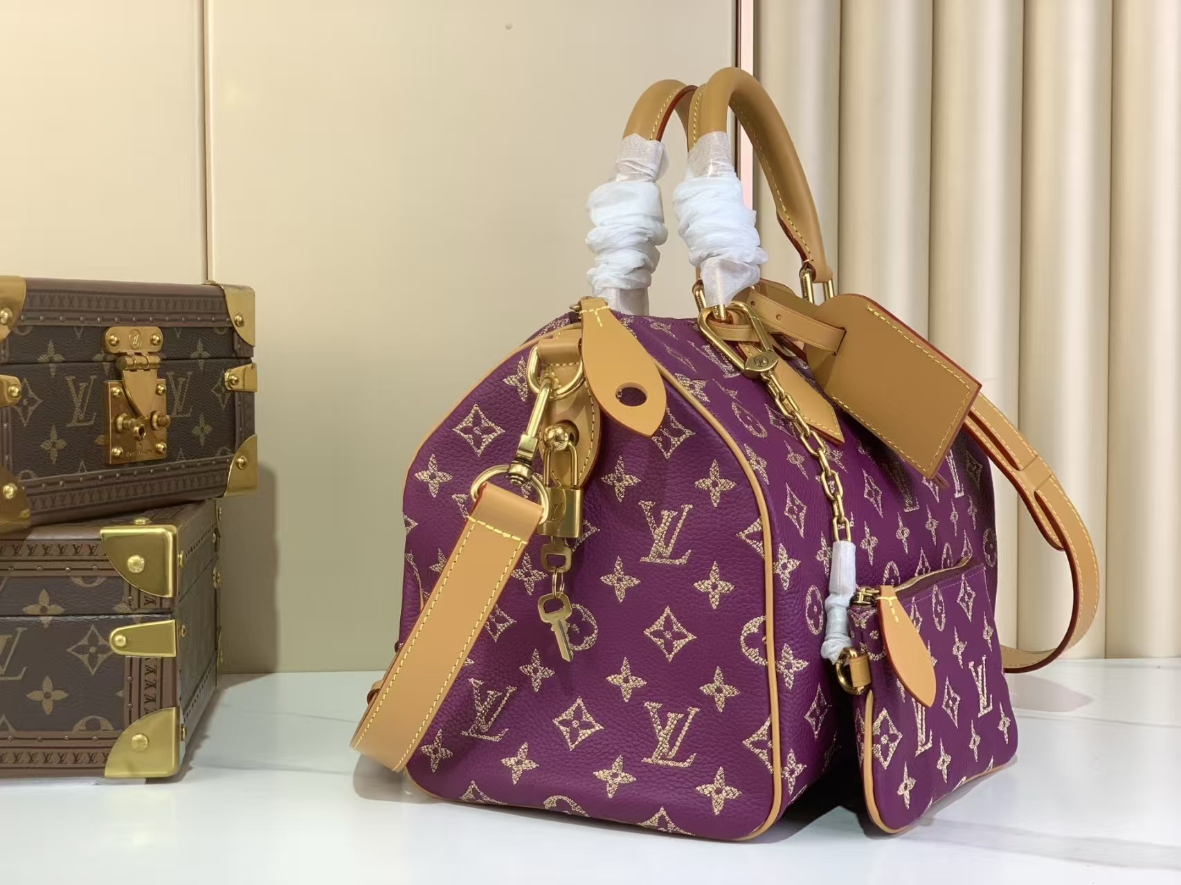 LV Speedy P9 Bandouliere 30 Purple Calfskin
