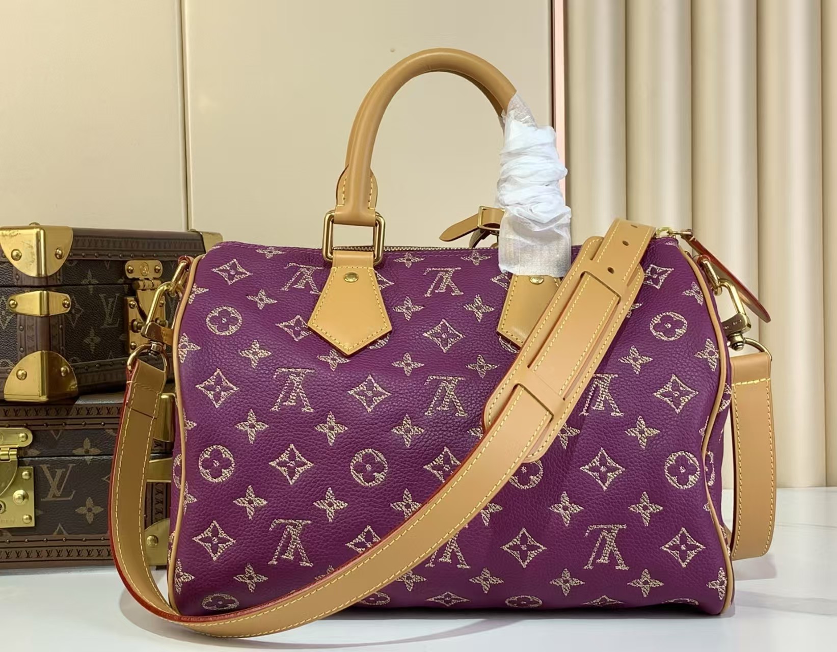 LV Speedy P9 Bandouliere 30 Purple Calfskin
