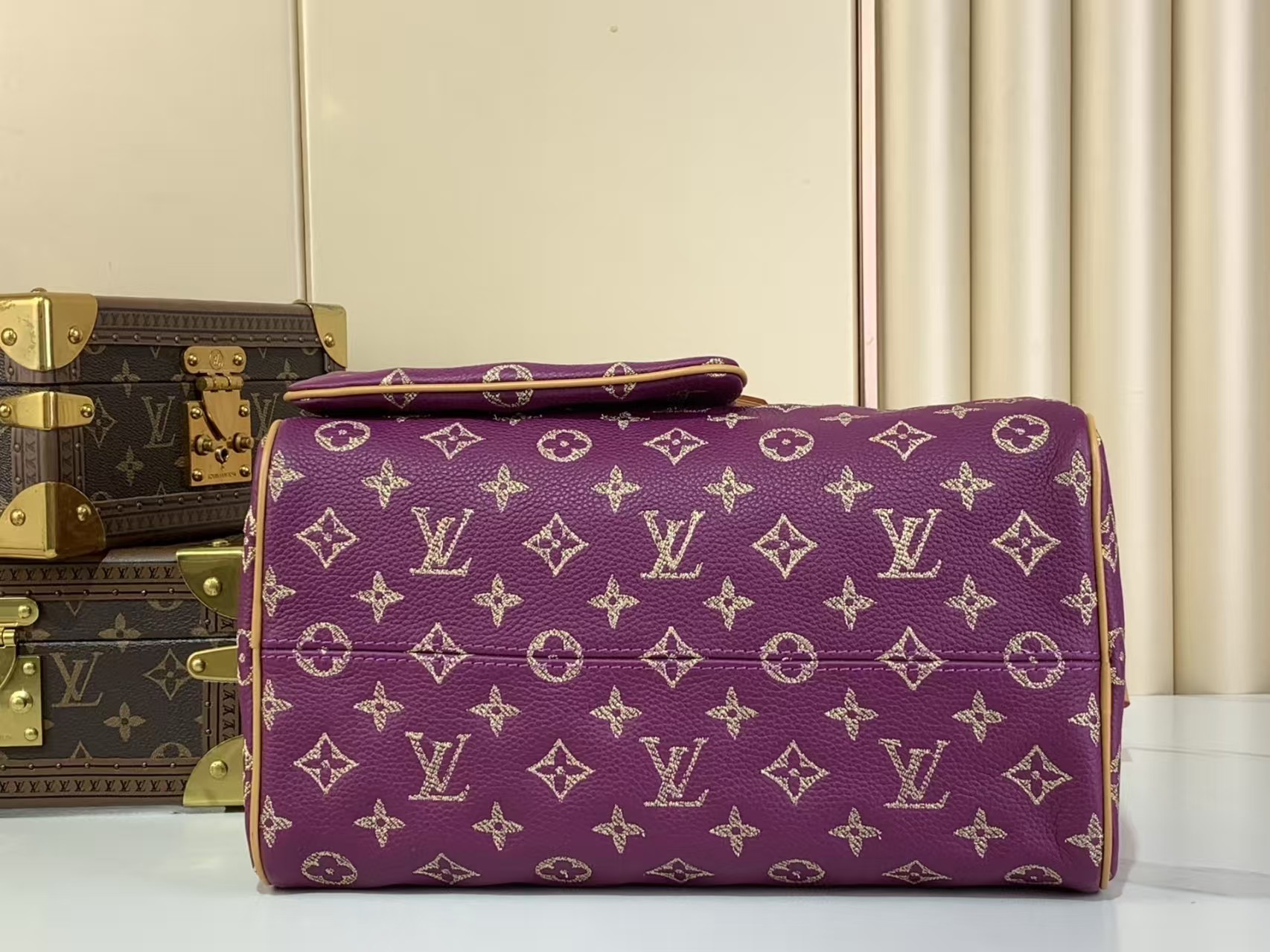 LV Speedy P9 Bandouliere 30 Purple Calfskin