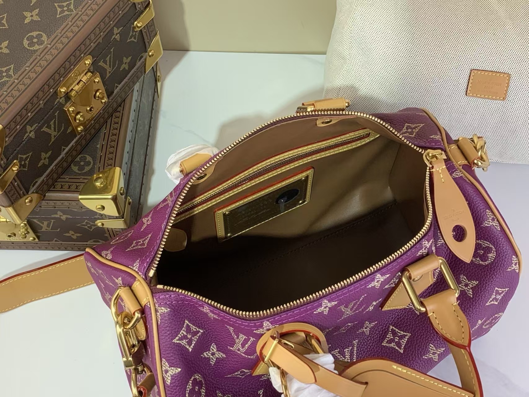 LV Speedy P9 Bandouliere 30 Purple Calfskin