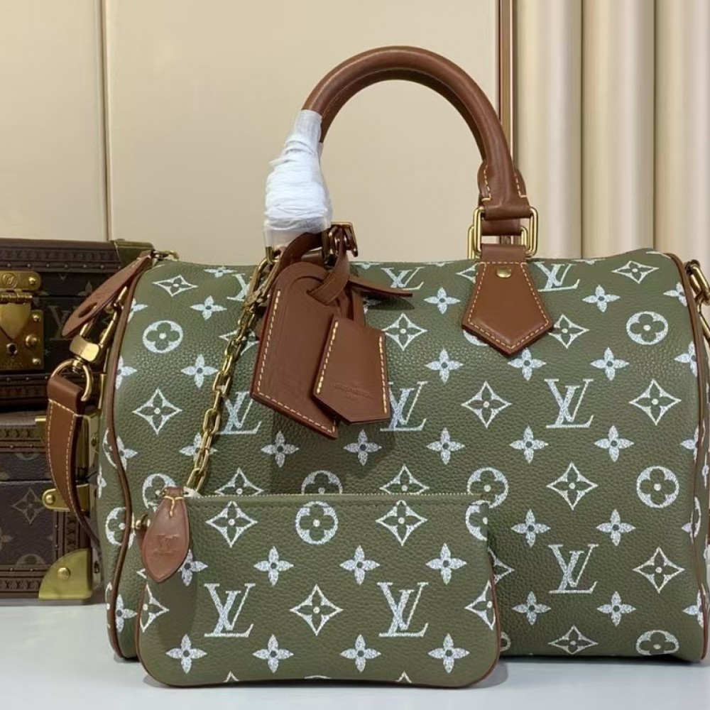 LV Speedy P9 Bandouliere 30 Green Sancha Calfskin