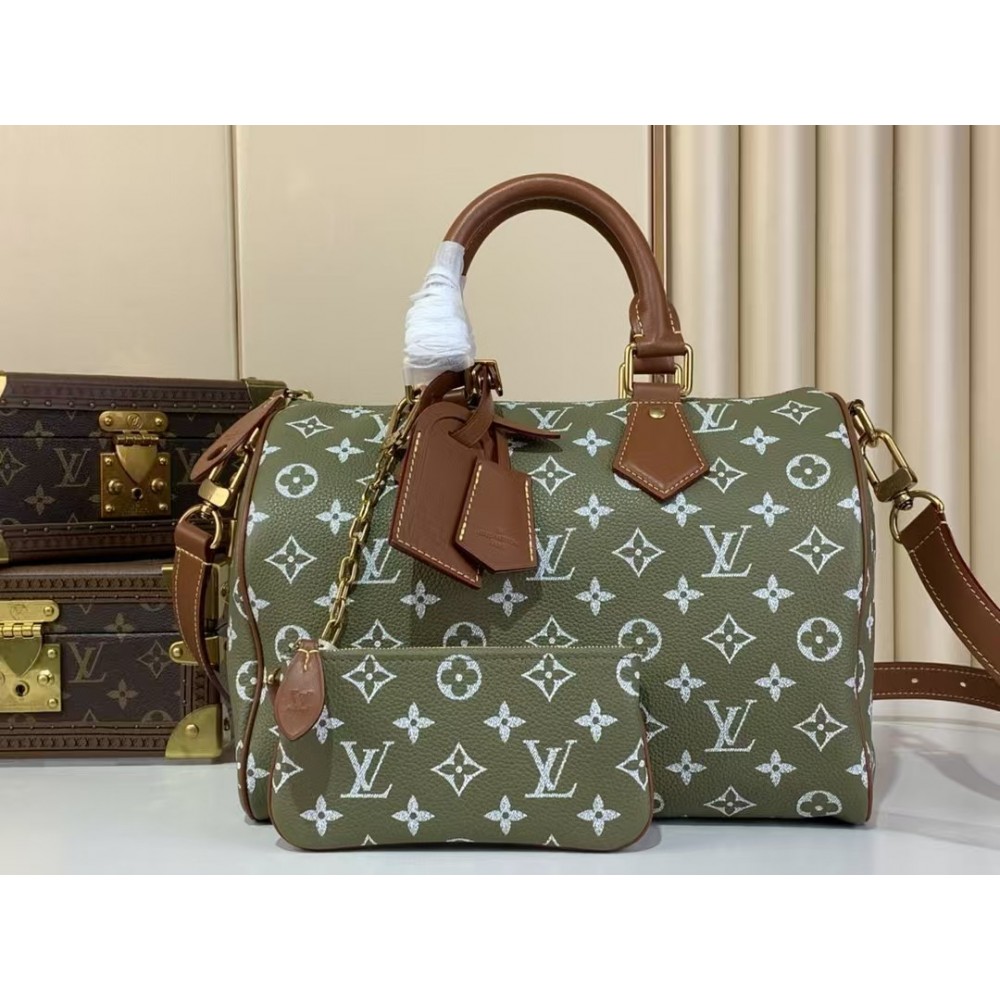 LV Speedy P9 Bandouliere 30 Green Sancha Calfskin