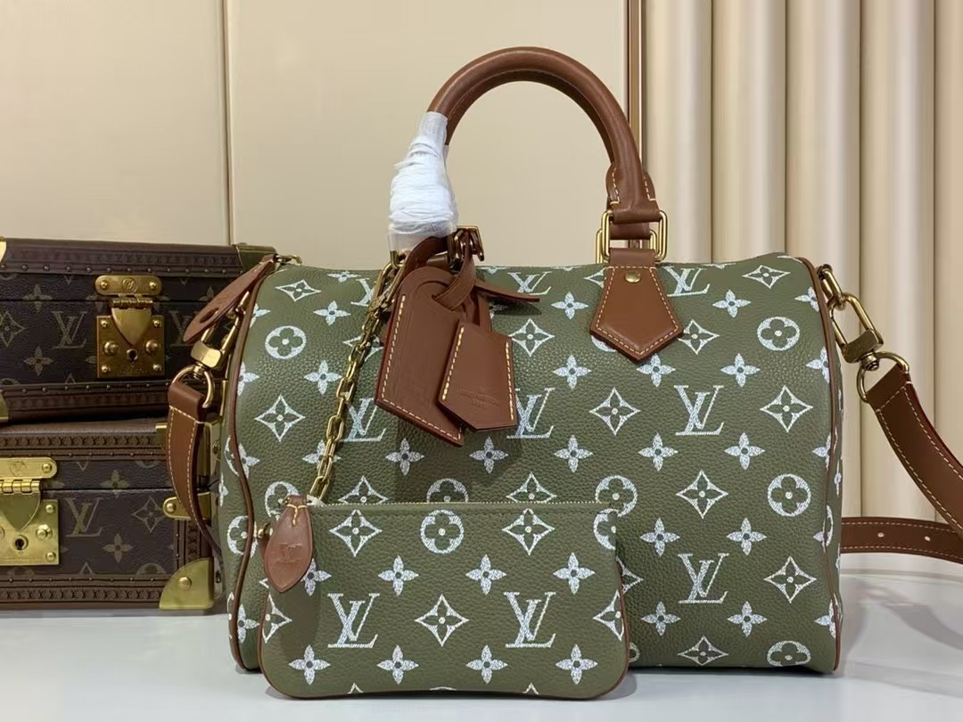 LV Speedy P9 Bandouliere 30 Green Sancha Calfskin