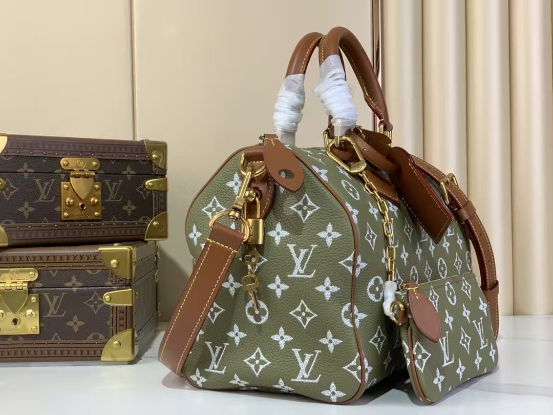 LV Speedy P9 Bandouliere 30 Green Sancha Calfskin