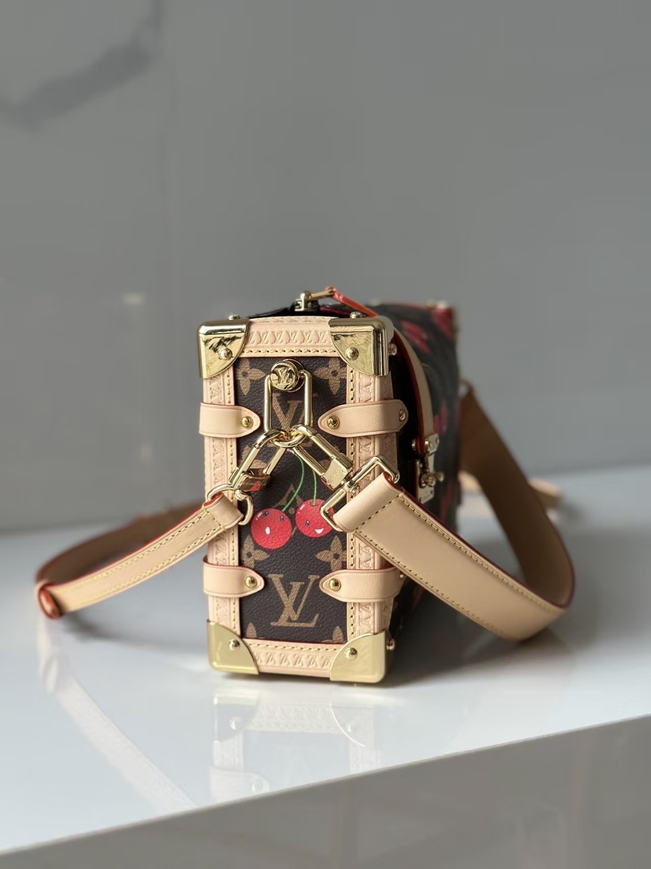 LOUIS VUITTON X TM Cerises Monogram Canvas Side Trunk MM Bag