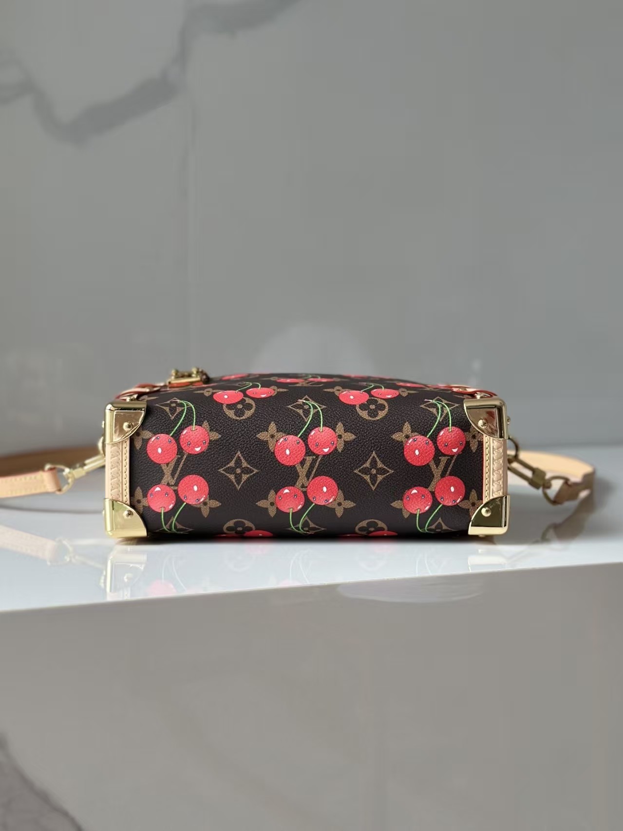 LOUIS VUITTON X TM Cerises Monogram Canvas Side Trunk MM Bag