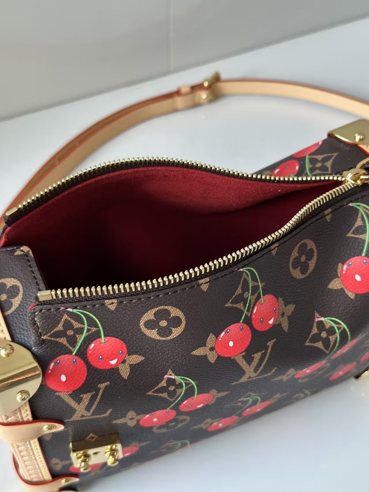 LOUIS VUITTON X TM Cerises Monogram Canvas Side Trunk MM Bag