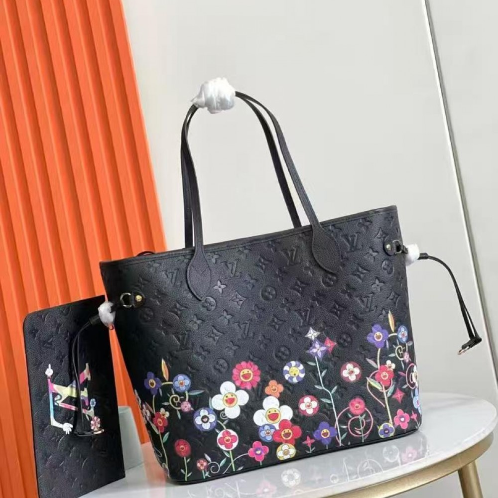 Louis Vuitton X TM Empreinte Flowers Neverfull MM Black