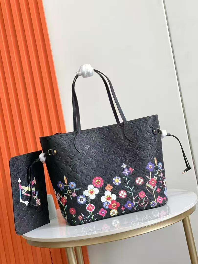 Louis Vuitton X TM Empreinte Flowers Neverfull MM Black