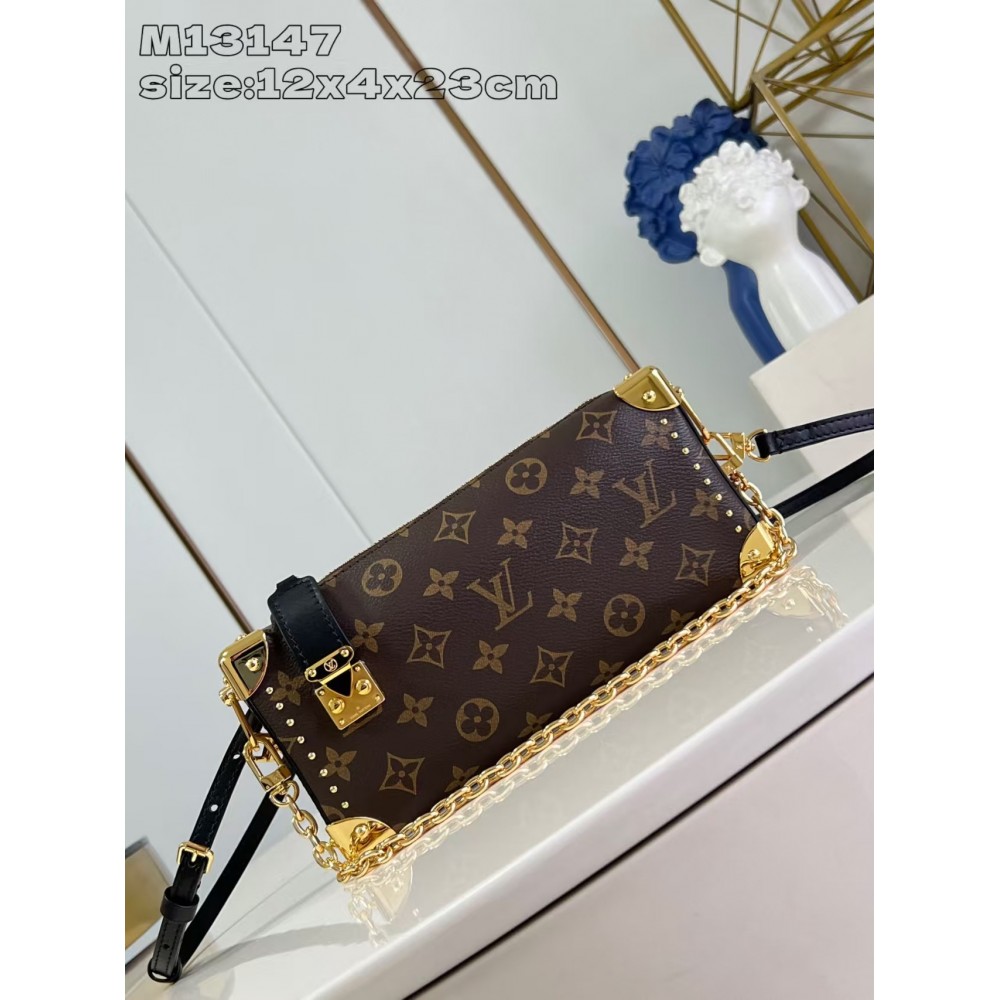 Louis Vuitton Slim Trunk handbag in classic monogram canvas with gold-tone hardware