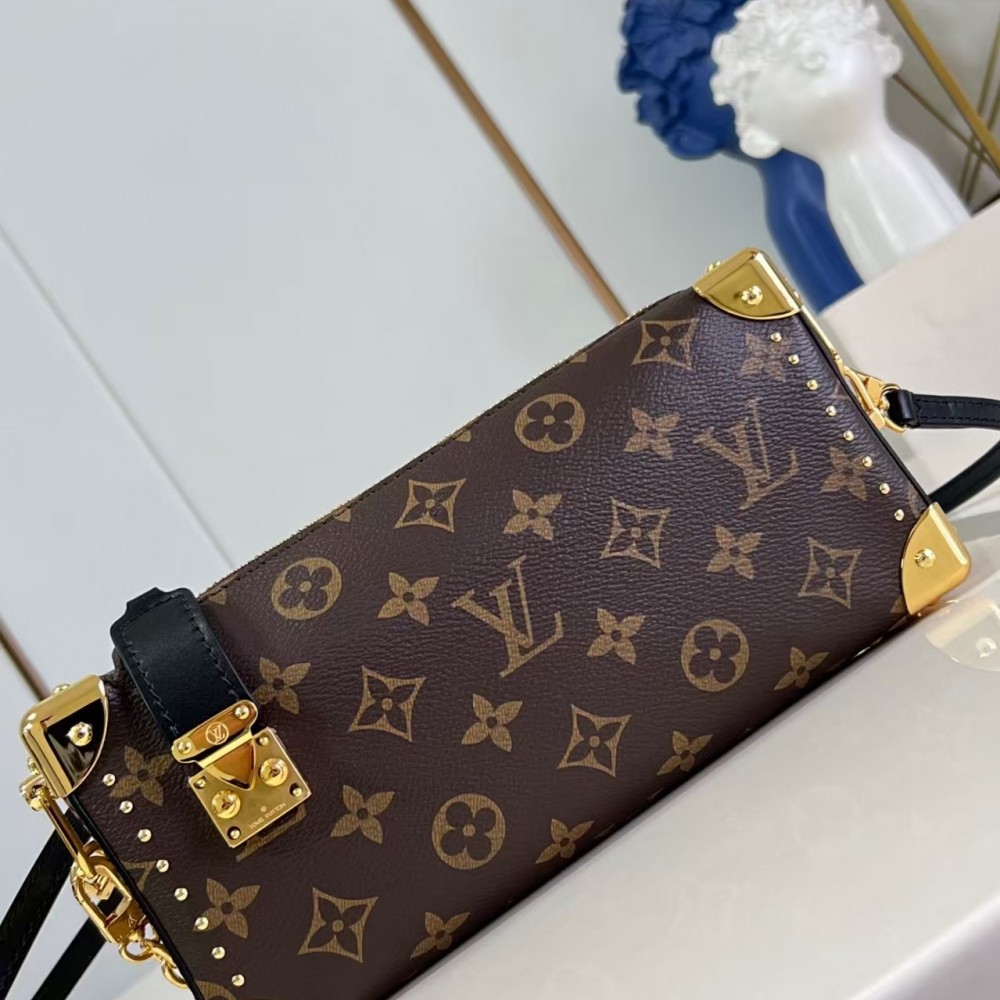 Louis Vuitton Slim Trunk handbag in classic monogram canvas with gold-tone hardware