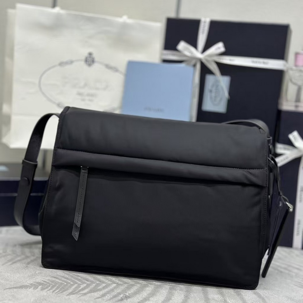 PRADA RE-NYLON LARGE PADDED SHOULDER BAG - BLACK