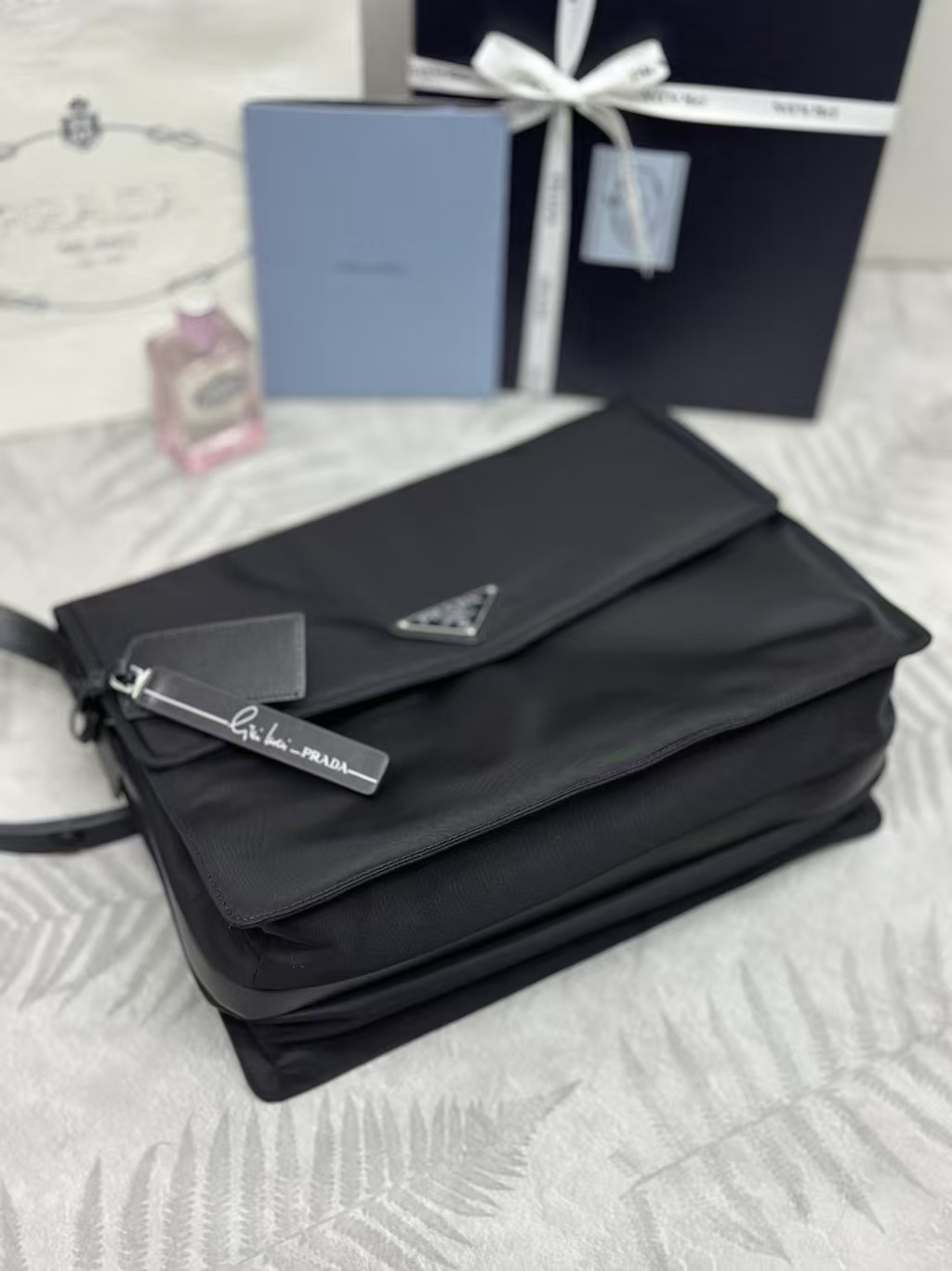 PRADA RE-NYLON LARGE PADDED SHOULDER BAG - BLACK