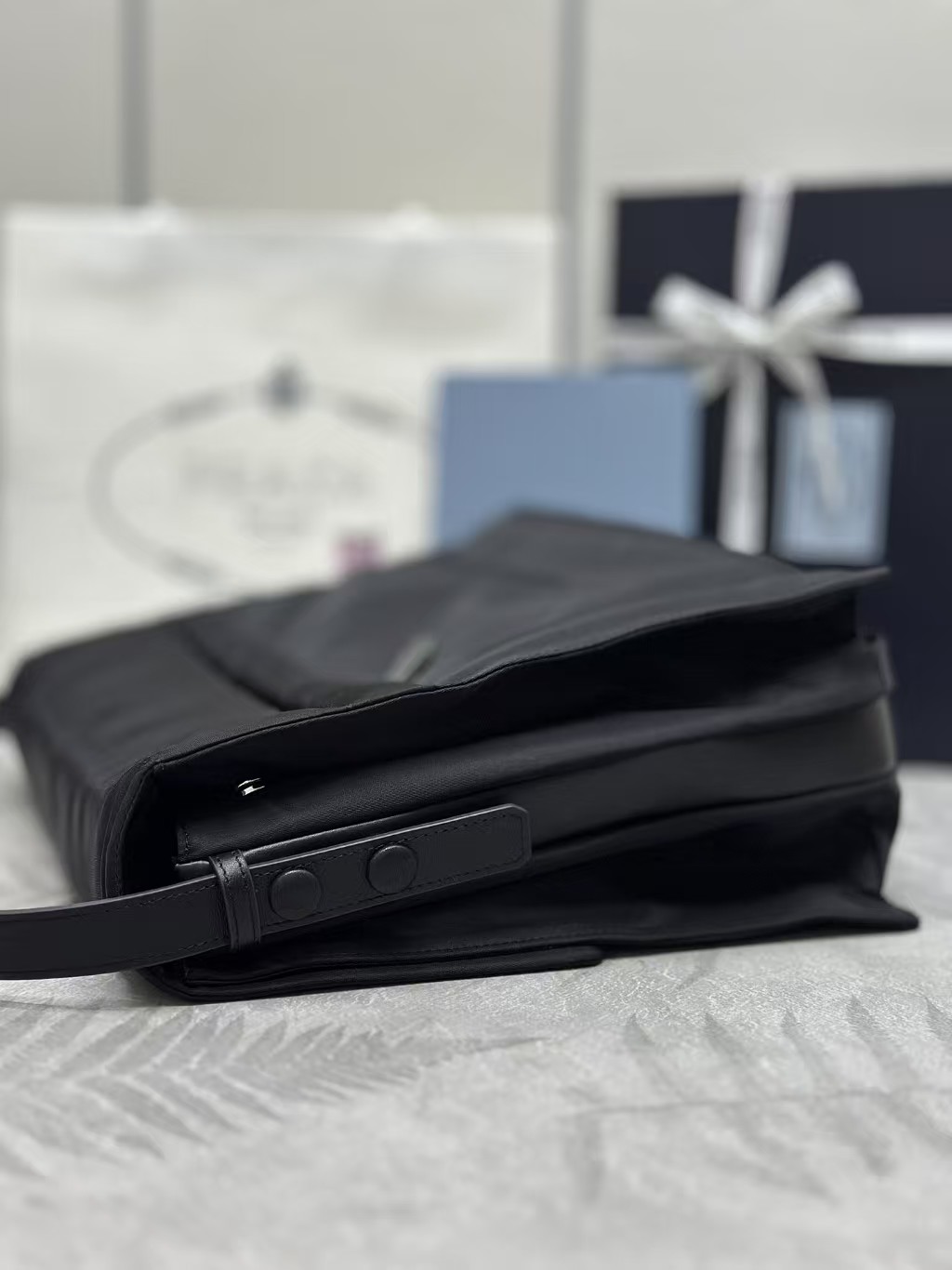 PRADA RE-NYLON LARGE PADDED SHOULDER BAG - BLACK