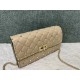 Valentino Garavani Rockstud Spike Wallet on Chain Quilted Leather Small Beige