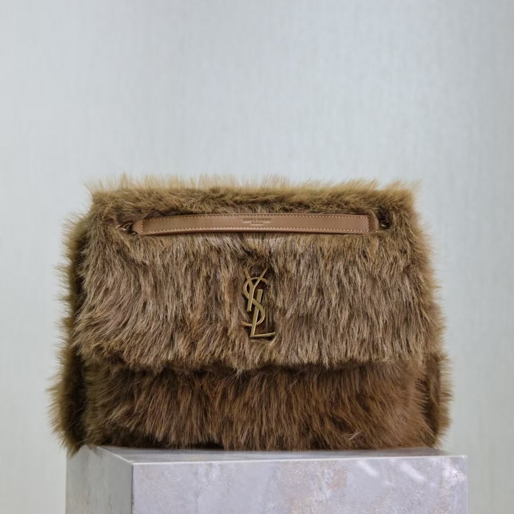 Saint Laurent Large Niki Rouan Fur Chain Bag