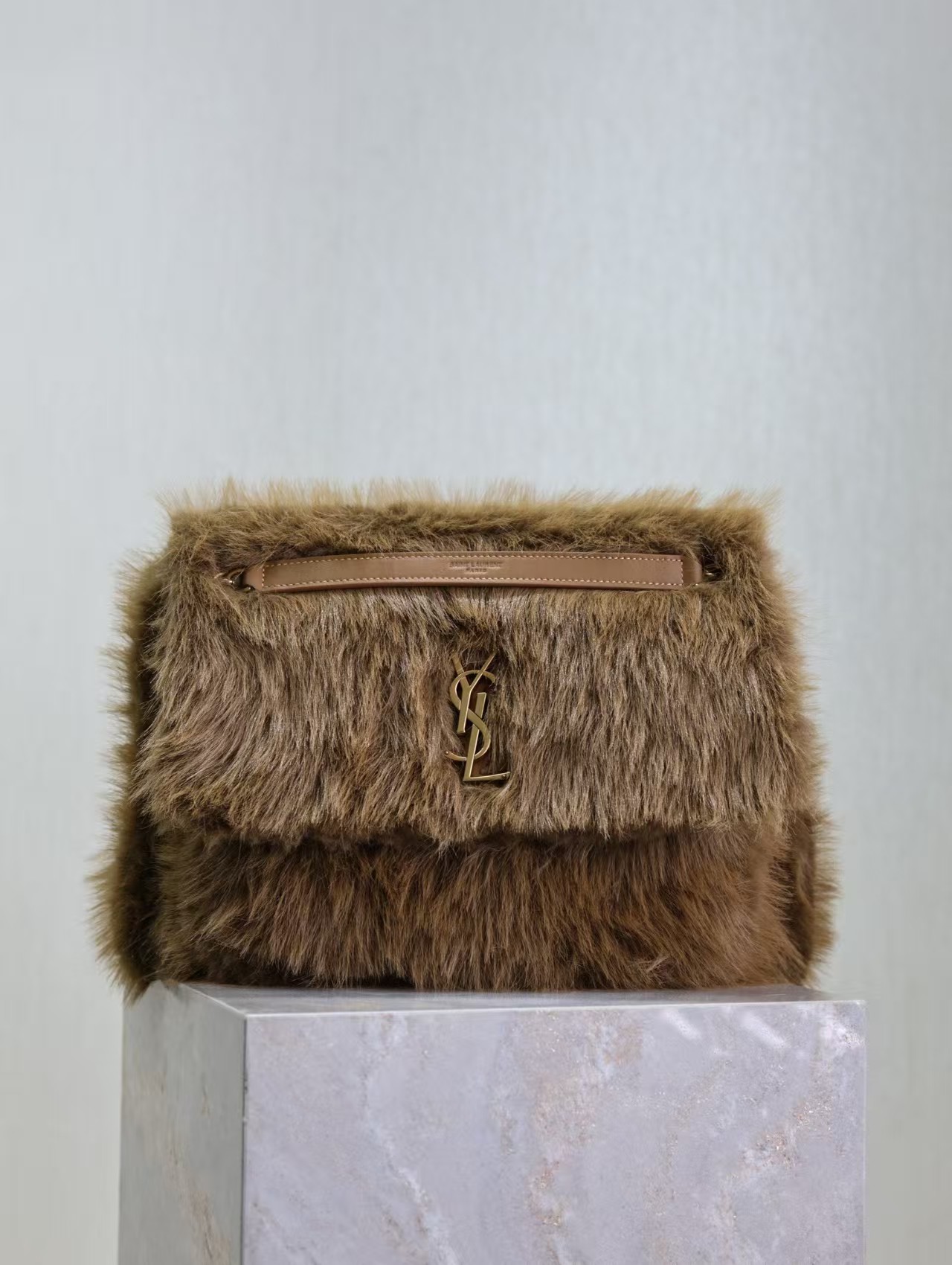 Saint Laurent Large Niki Rouan Fur Chain Bag