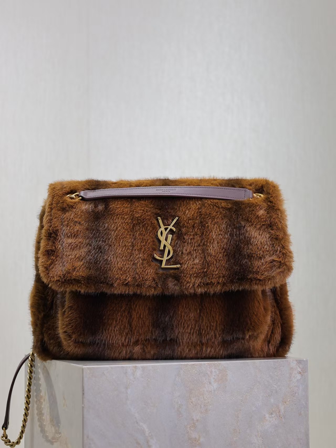 Saint Laurent Large Niki Rouan Fur Chain Bag