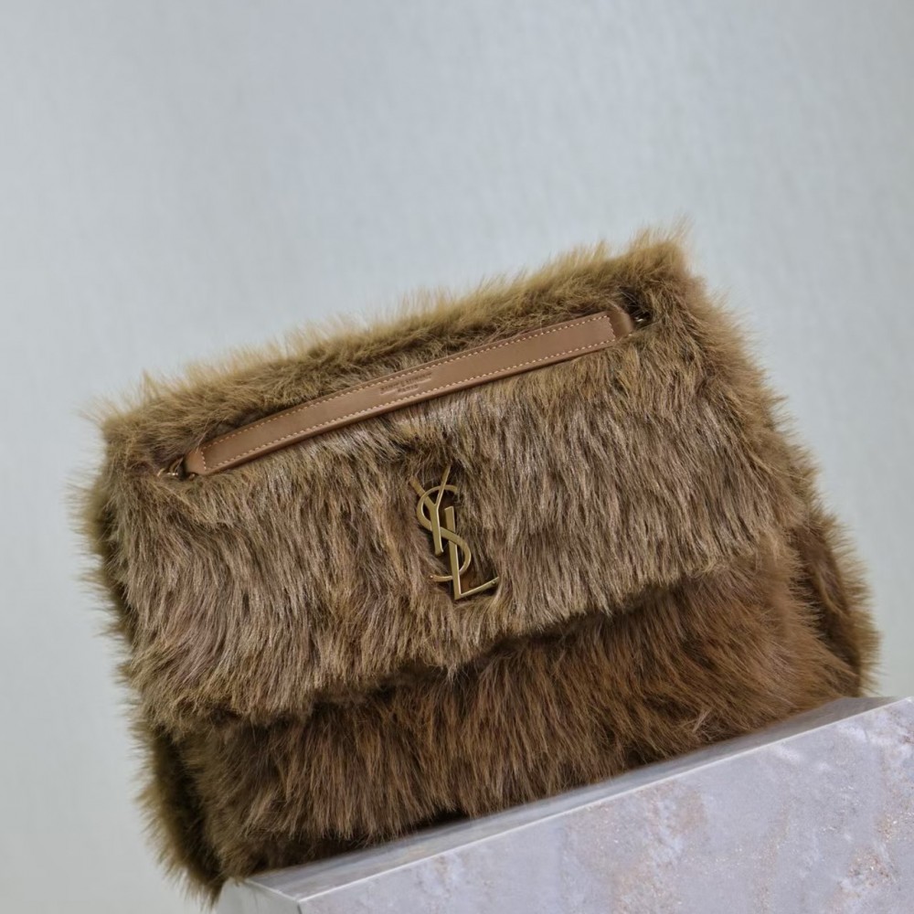Saint Laurent Large Niki Rouan Fur Chain Bag