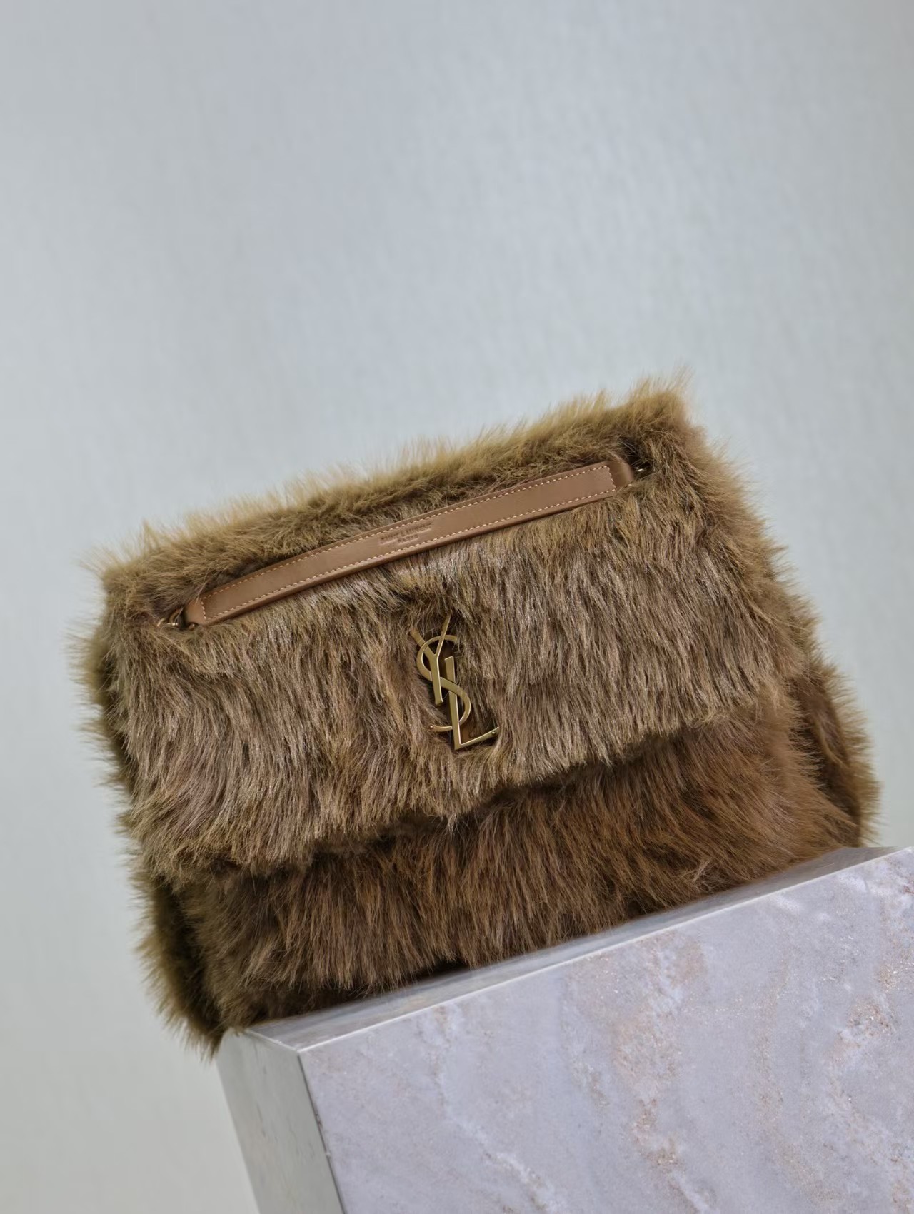 Saint Laurent Large Niki Rouan Fur Chain Bag