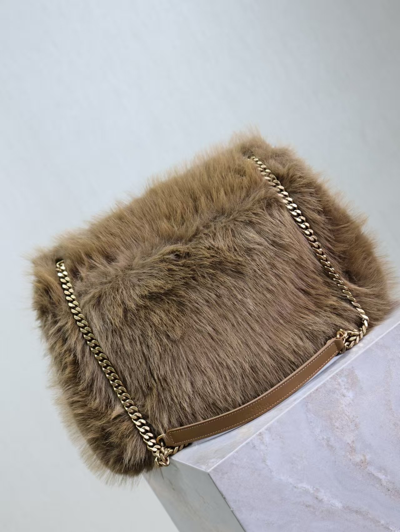 Saint Laurent Large Niki Rouan Fur Chain Bag
