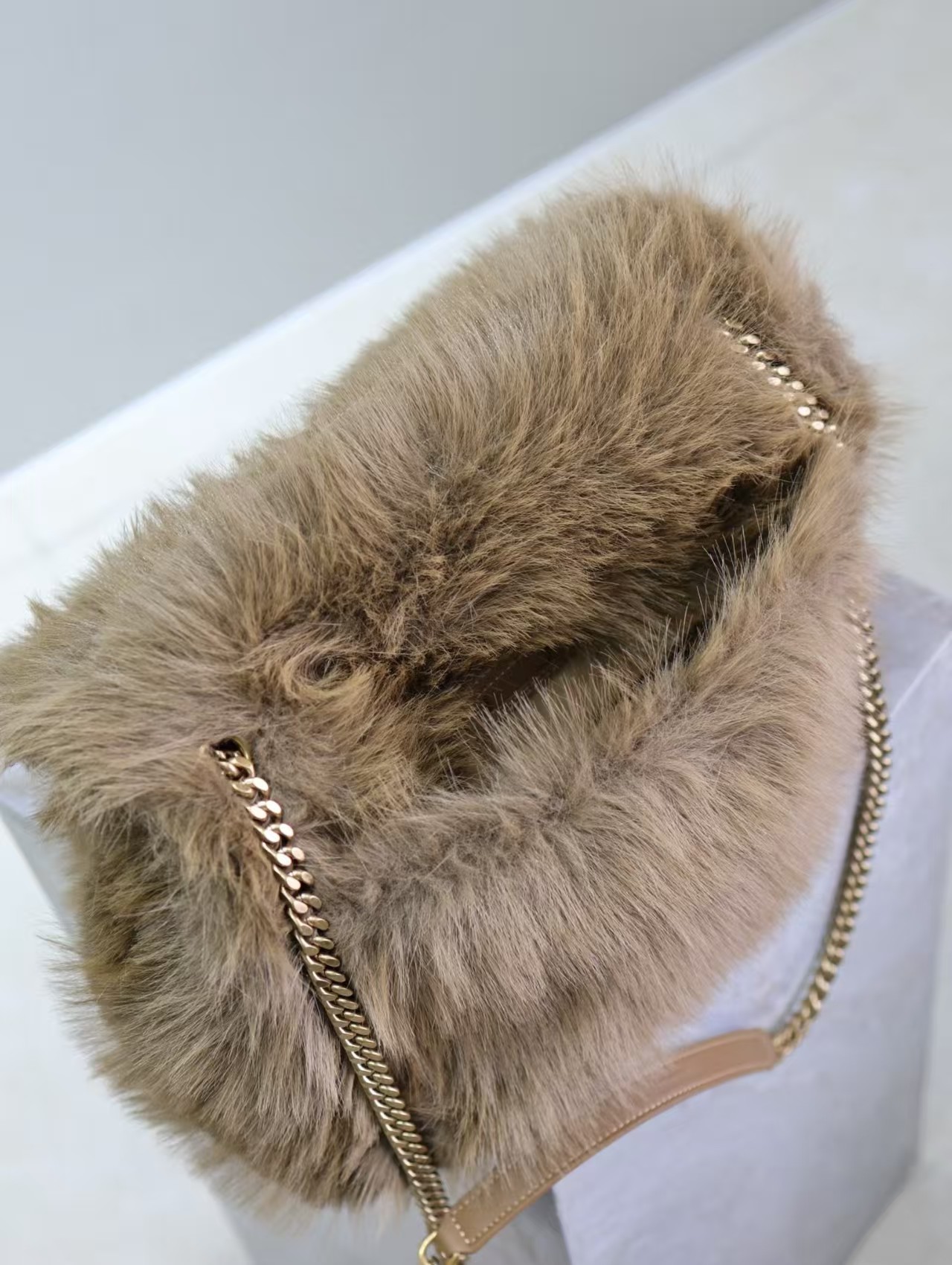 Saint Laurent Large Niki Rouan Fur Chain Bag
