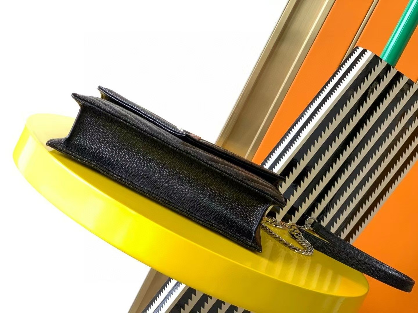 SAINTAURENT ENVELOPE SMALL IN QUILTED GRAIN DE POUDRE EMBOSSED LEATHER SMALL 