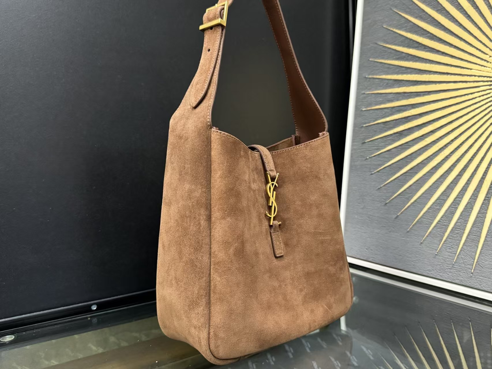 Saint Laurent Suede Brown HOBO Bag Small