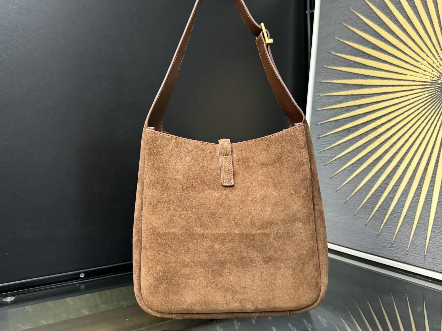 Saint Laurent Suede Brown HOBO Bag Small